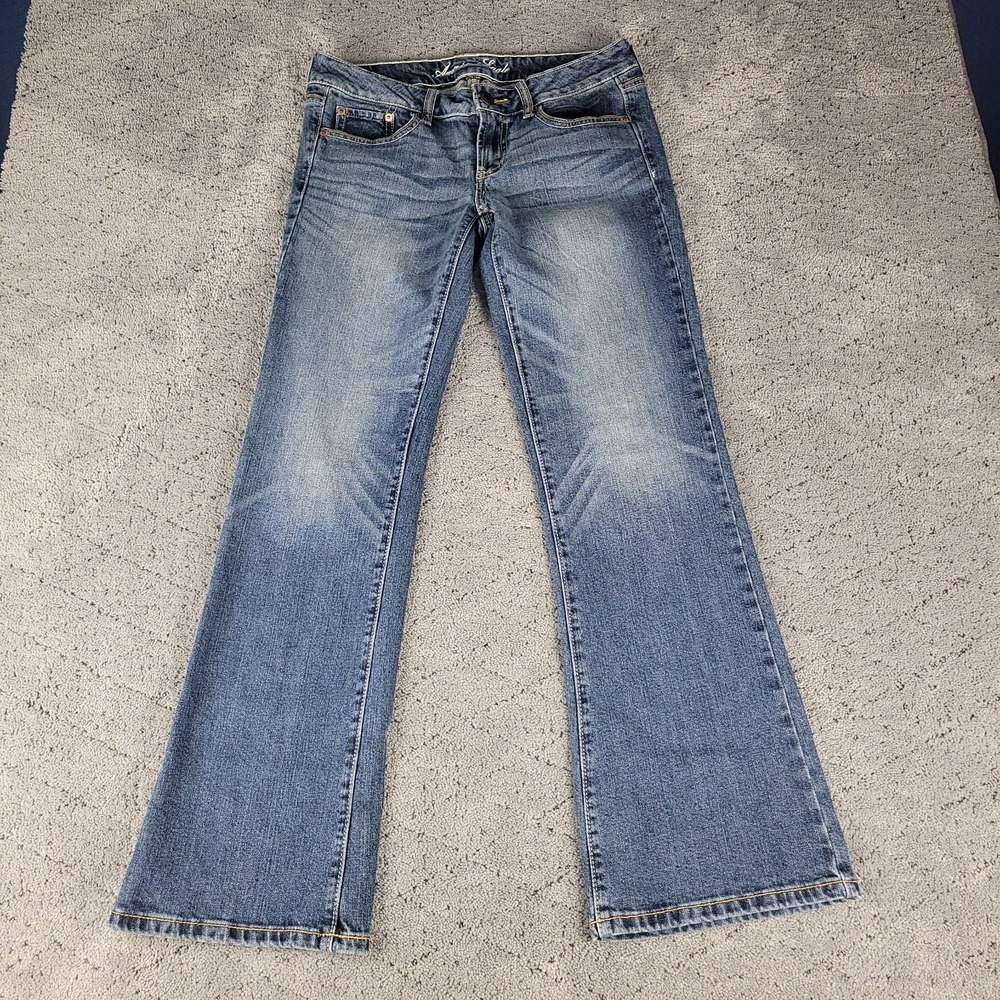 American Eagle Jeans Womens 8 Blue Favorite Boyfriend Low Rise Flare Whisker